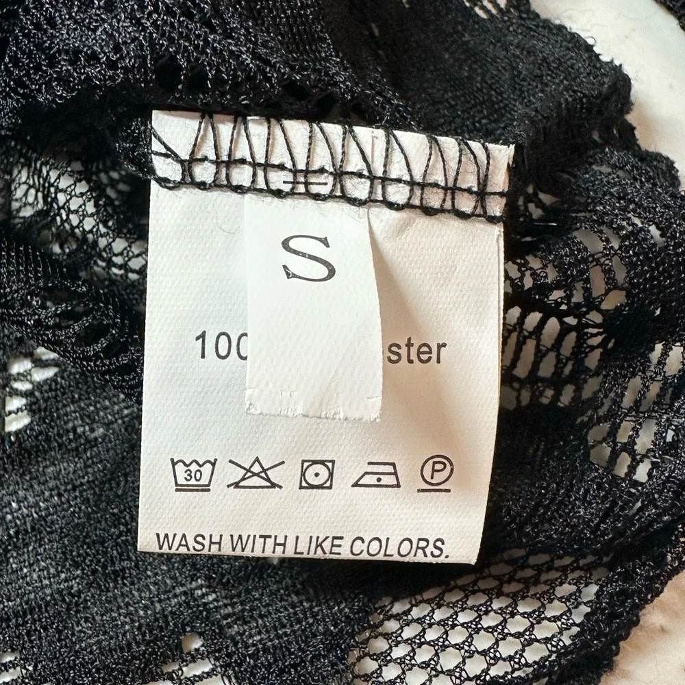 Unbranded Y2K Babydoll Black Lace Sheer Top Dark‎ Coquette Grunge